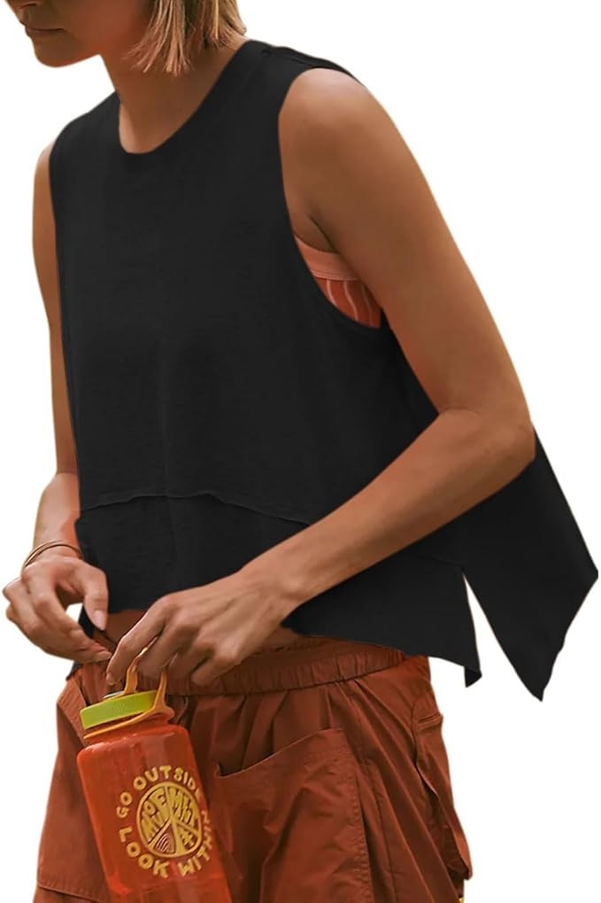 BZB Womens Workout Tank Tops Summer Casual Sleeveless Cropped Tops Athletic Running Muscle Tops | Amazon (US)