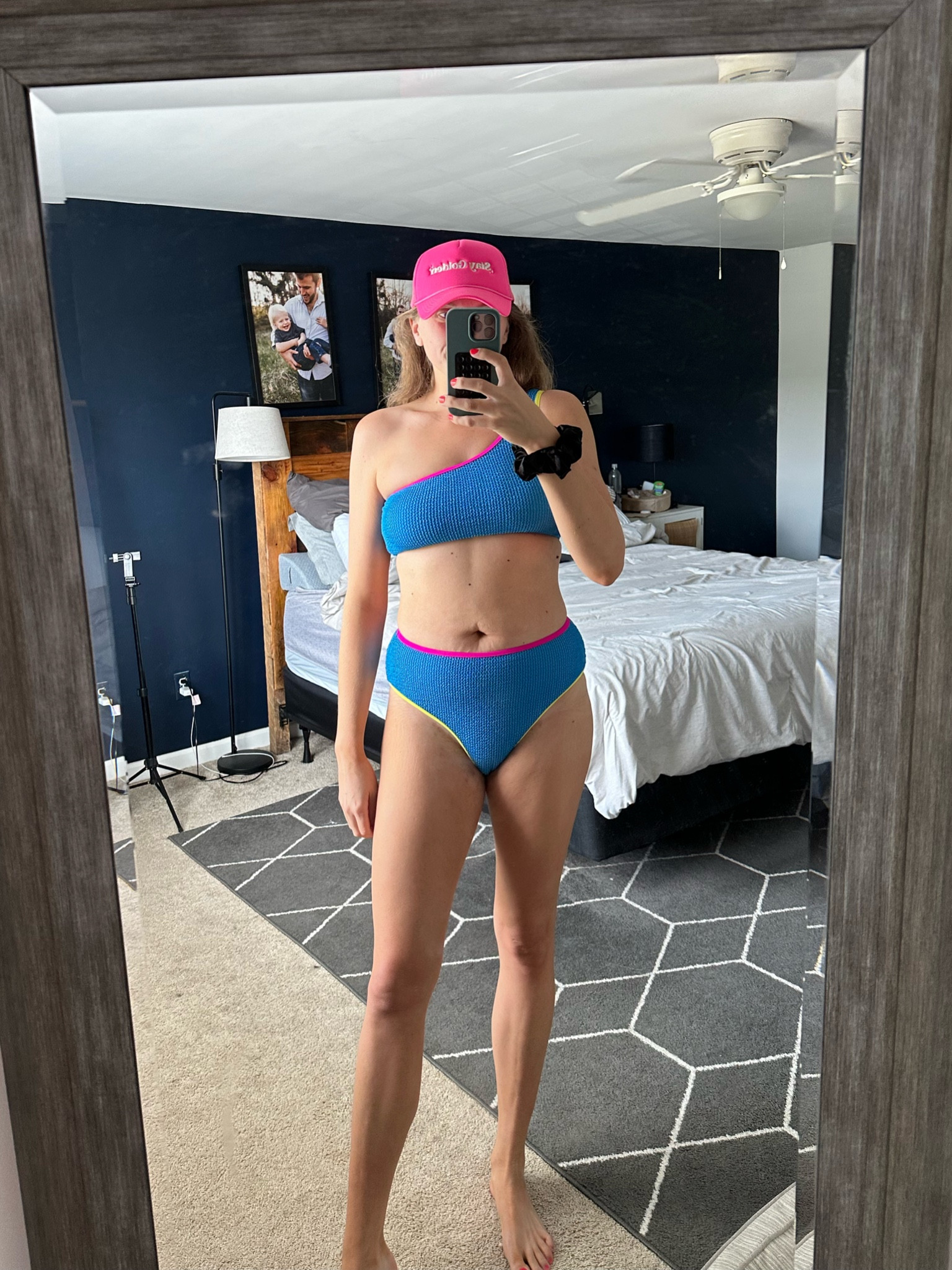 Retro swim and hot pink trucker hat from Amazon 🩷 #summer #swimsuit #bikini #truckerhat #mombod 

#LTKFindsUnder50 #LTKMidsize #LTKStyleTip