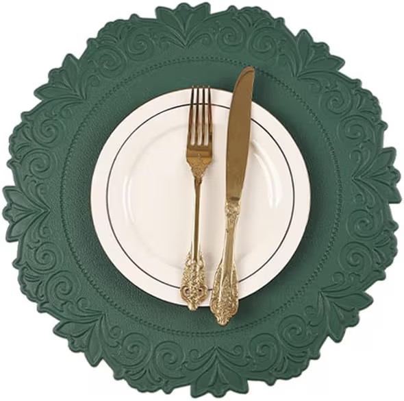 Noctiflorous Round Faux Leather 15 Inch Placemats Set of 6 Waterproof Wipeable Heat Resistant Tab... | Amazon (US)