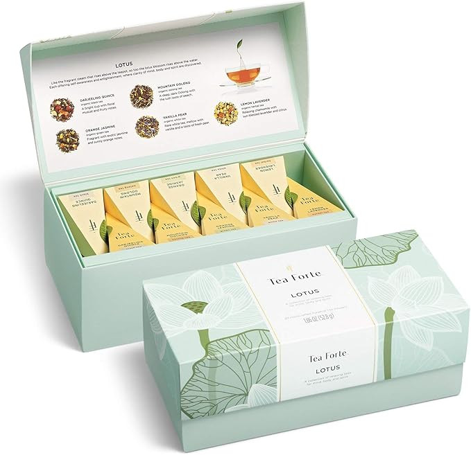 Tea Forte Lotus Relaxing Tea, Presentation Box Sampler Gift Set, Assorted Variety Handcrafted Pyr... | Amazon (US)