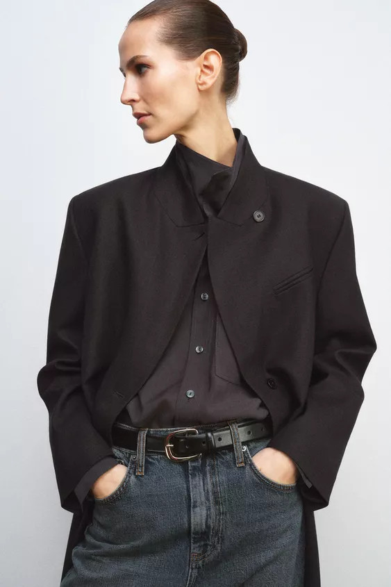 100% LEATHER BELT WITH SQUARE BUCKLE | Zara US