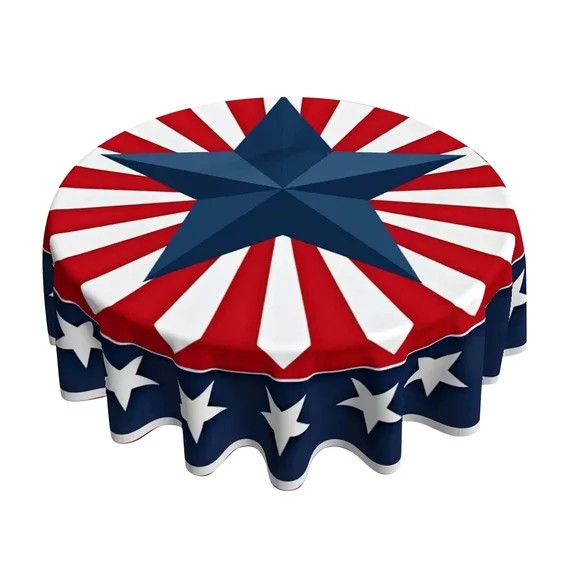 Win s Way Patriotic Star Round Tablecloth 4th of July Independence Day Round Tablecloth American ... | Walmart (US)