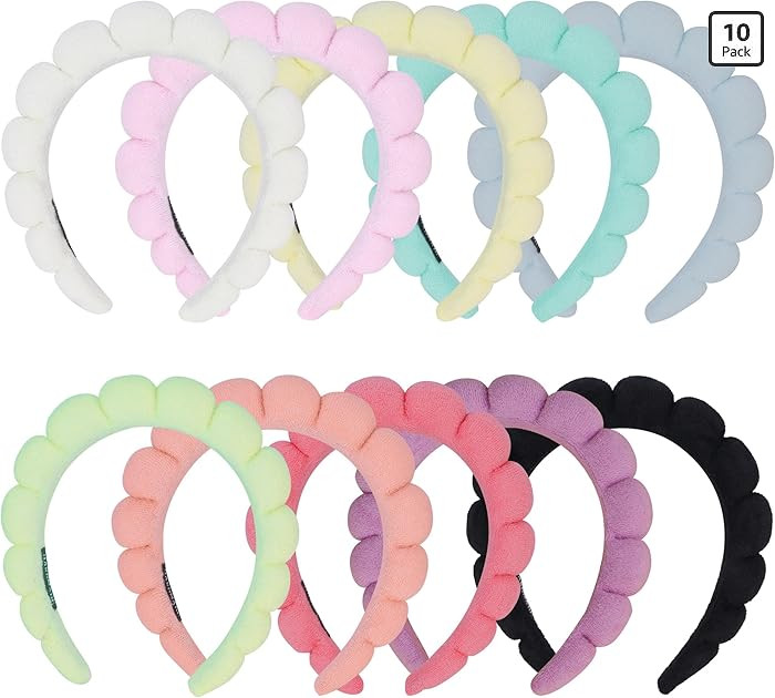 10 Pcs Spa Headband Bulk for Women Makeup Headband for Washing Face (Terry Cloth) | Amazon (US)