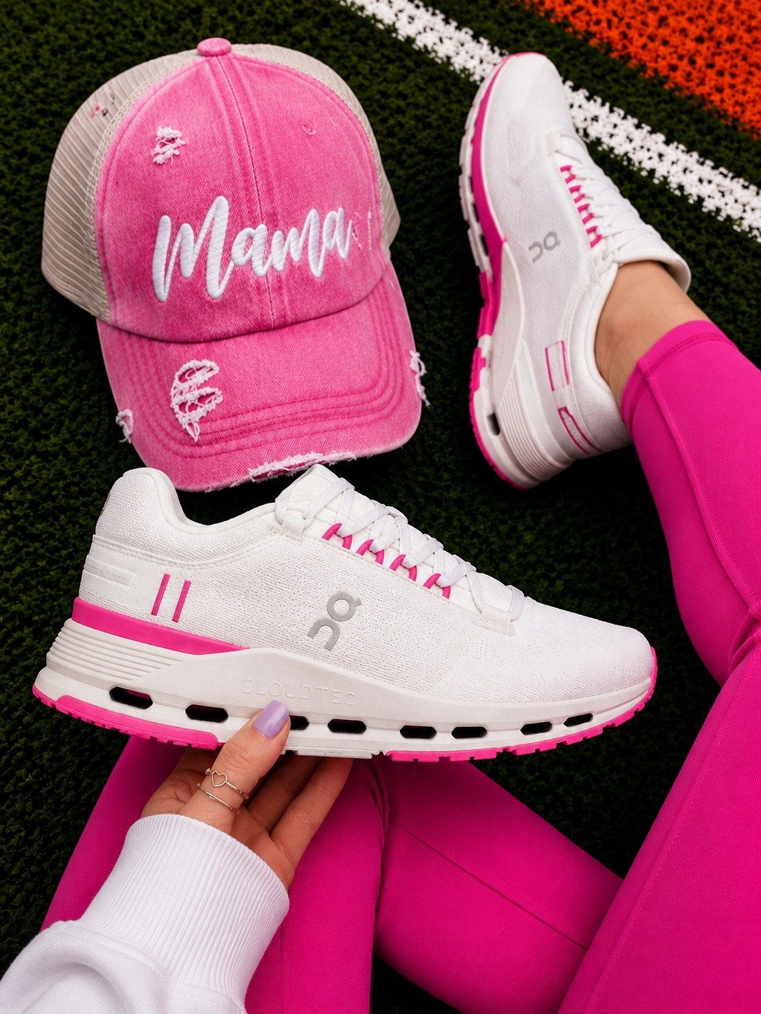 🚨 HOLY SMOKES! 🚨

On Cloud just dropped the CUTEST new summer colorway and I’m officially obsessed! 💖☁️

This dreamy pink sneaker paired perfectly with my pink leggings and my favorite MAMA hat (with the ponytail opening in the back 🙌🎀) is giving all the sporty summer vibes!

Whether you’re running errands, heading to the ball field, chasing kids, or just want a fun pop of color this summer, these are a MUST. 🌸✨

Trust me… this color is going to sell FAST! 🏃‍♀️💨

Comment PINK and I’ll send you the link!