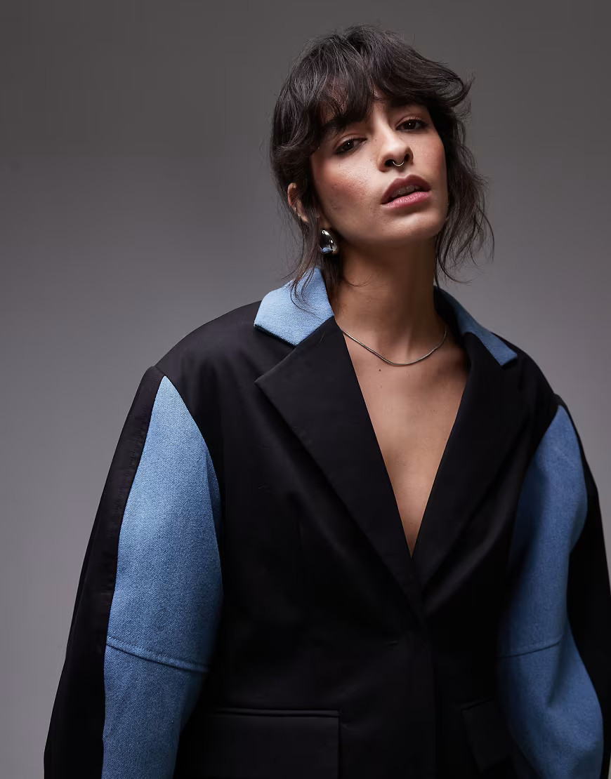 ASOS DESIGN deconstructed denim blazer-Black | ASOS (Global)