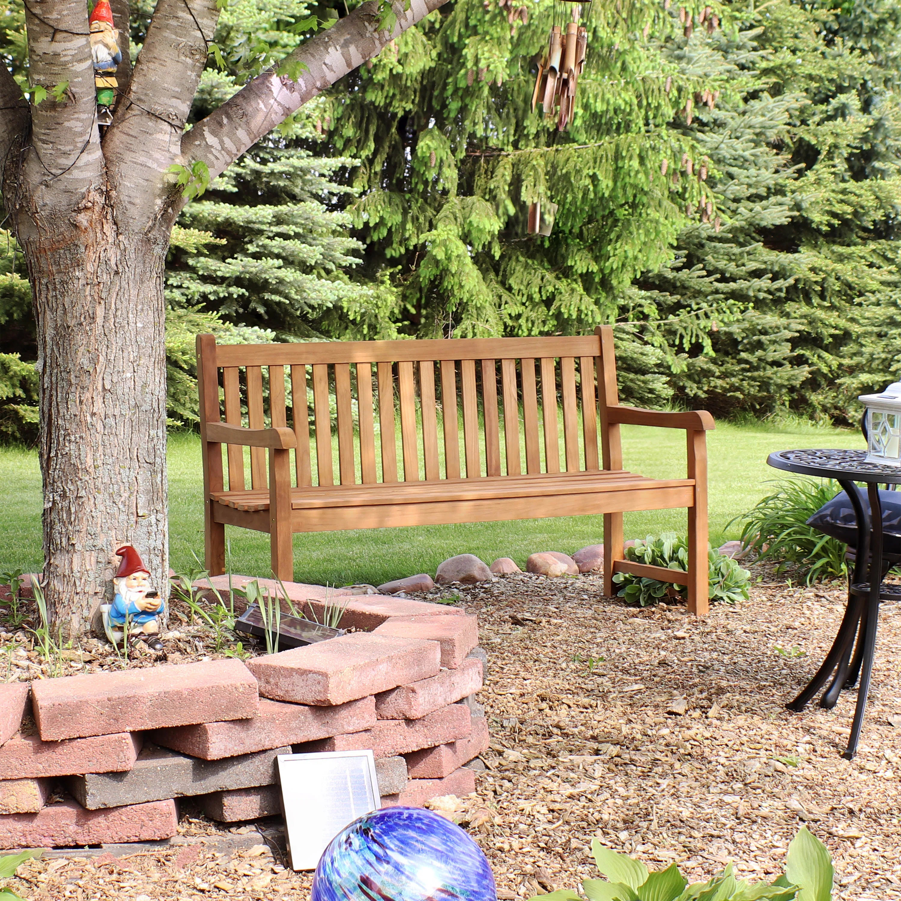 Heilman Mission-Back Teak Garden Bench | Wayfair North America