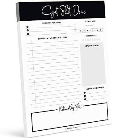 Bliss Collections Get Shit Done Daily Planner Tear Off Pad, 50 Undated Sheets, Desk Notepad, Sche... | Amazon (US)
