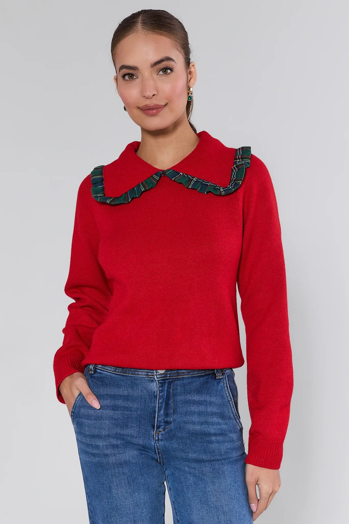 Mary Red Peter Pan Collar Sweater | Avara