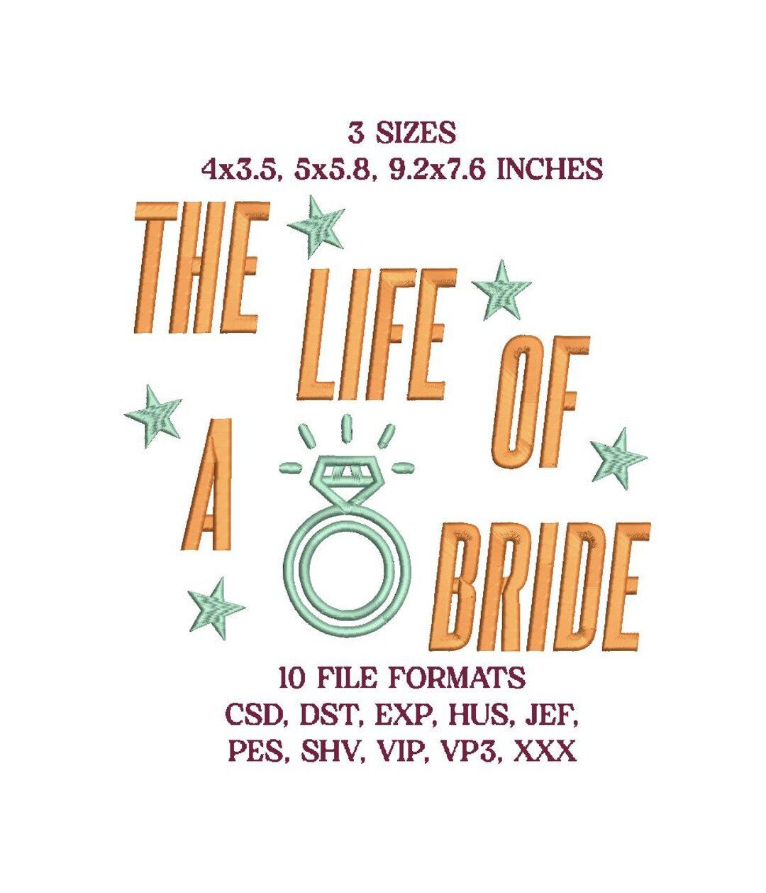 The Life of a Bride Embroidery Design File - Etsy | Etsy (US)