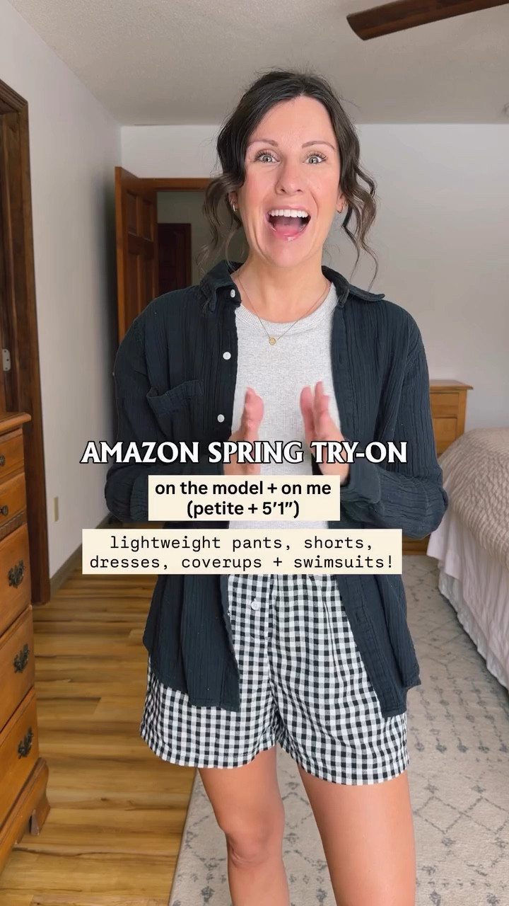 I am so happy that it’s starting to warm up☀️ I love spring because there are so many cute, comfy and colorful outfits to wear! Here are a few spring and summer finds I found on Amazon. I wanted to show them on the model and on my body (petite + 5’1”!)

Which one is your favorite?

Amazon spring try on🌿🌸🙌🏽☀️

Grey tank—small
Orange gingham pants—small
Red swim dress-small
Coverups (rainbow + cream-xs
Pink dress-small
Army Green gingham boxers—xs
White eyelet top-small
White tank (from old navy)—small 
Orange maxi dress-small 



 #springdresses #amazonfashion #founditonamazon #petitestyle #springstyle

spring style, spring ootd, spring fashion, spring dress, spring outfits, spring outfit inspo, petite blogger, petite fashion, petite style, petite pants, petite outfit, affordable style, affordable outfit, affordable fashion, vacation outfit, vacation style, travel outfit, travel ootd, Pinterest style, Pinterest fashion, Pinterest outfit, mom style, mom outfit, over 30 style, Amazon fashion, Amazon finds, Amazon Shopping, Amazon style, Amazon haul, Amazon try on, Amazon must haves, Amazon favorites, Amazon pants, Amazon outfit, Amazon influencer, Amazon storefront

#LTKMothersDay #LTKgrwm #LTKPetite