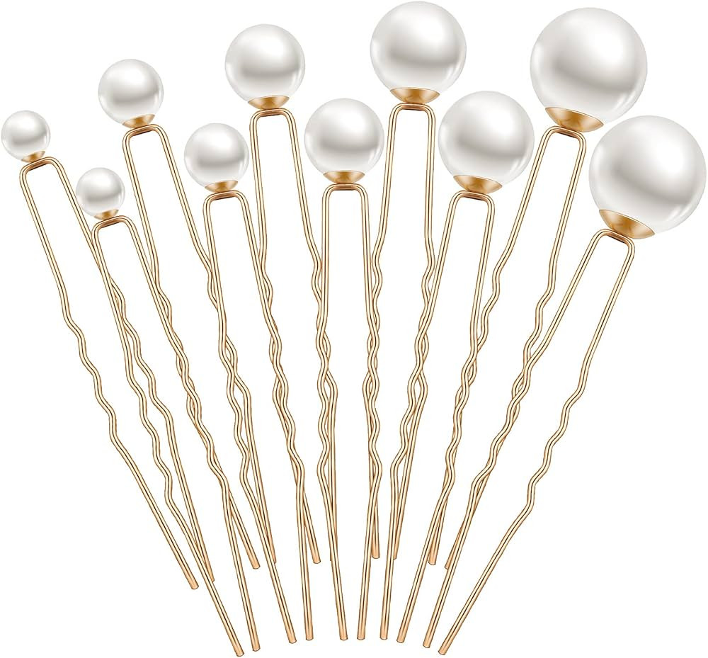 32 Pieces Wedding Pearl Hair Pins Bridal Pearl Rhinestone Hair Accessories U Shape Barrette for B... | Amazon (US)