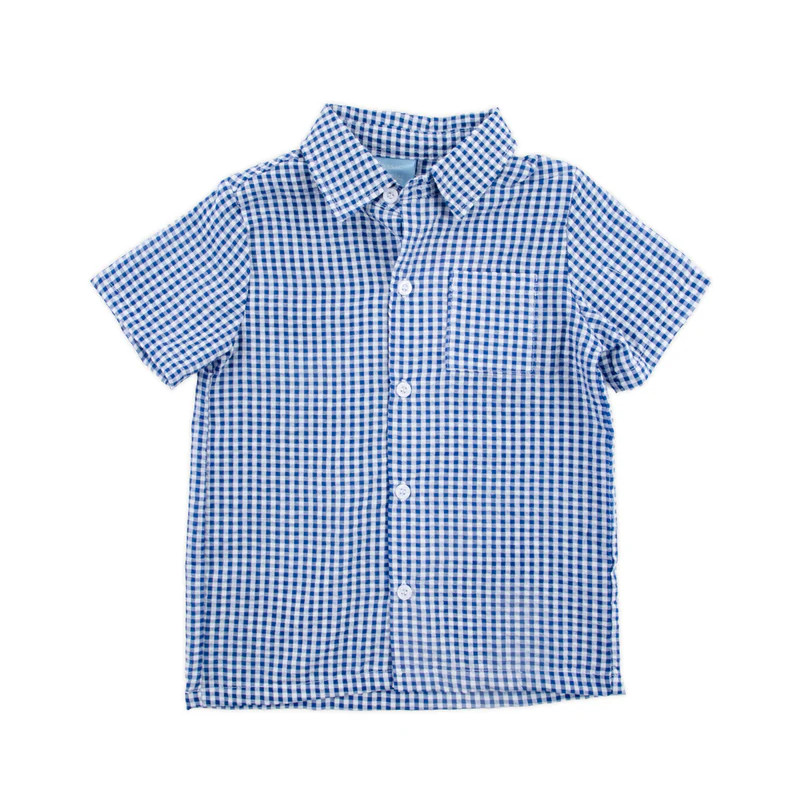 Blue Gingham Short Sleeve Button Down | Classic Whimsy