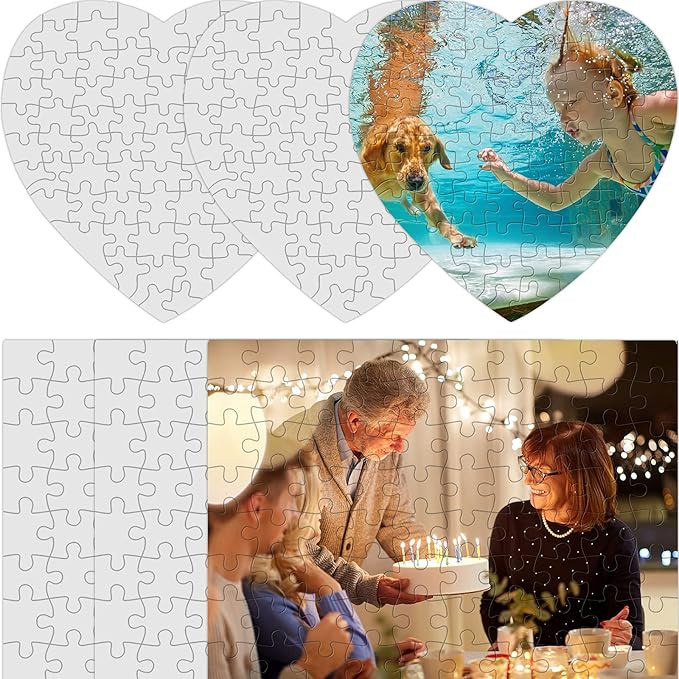 6 Sets Sublimation Blank Puzzles A5 Rectangle and Heart Shape White Blank Jigsaw Puzzle for Heat ... | Amazon (US)