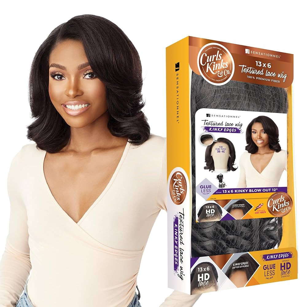 Sensationnel Curls Kinksandco Kinkyedges Wig - Kinky Blow Out 12 Inch 13X6 Lace Frontal Natural K... | Amazon (US)