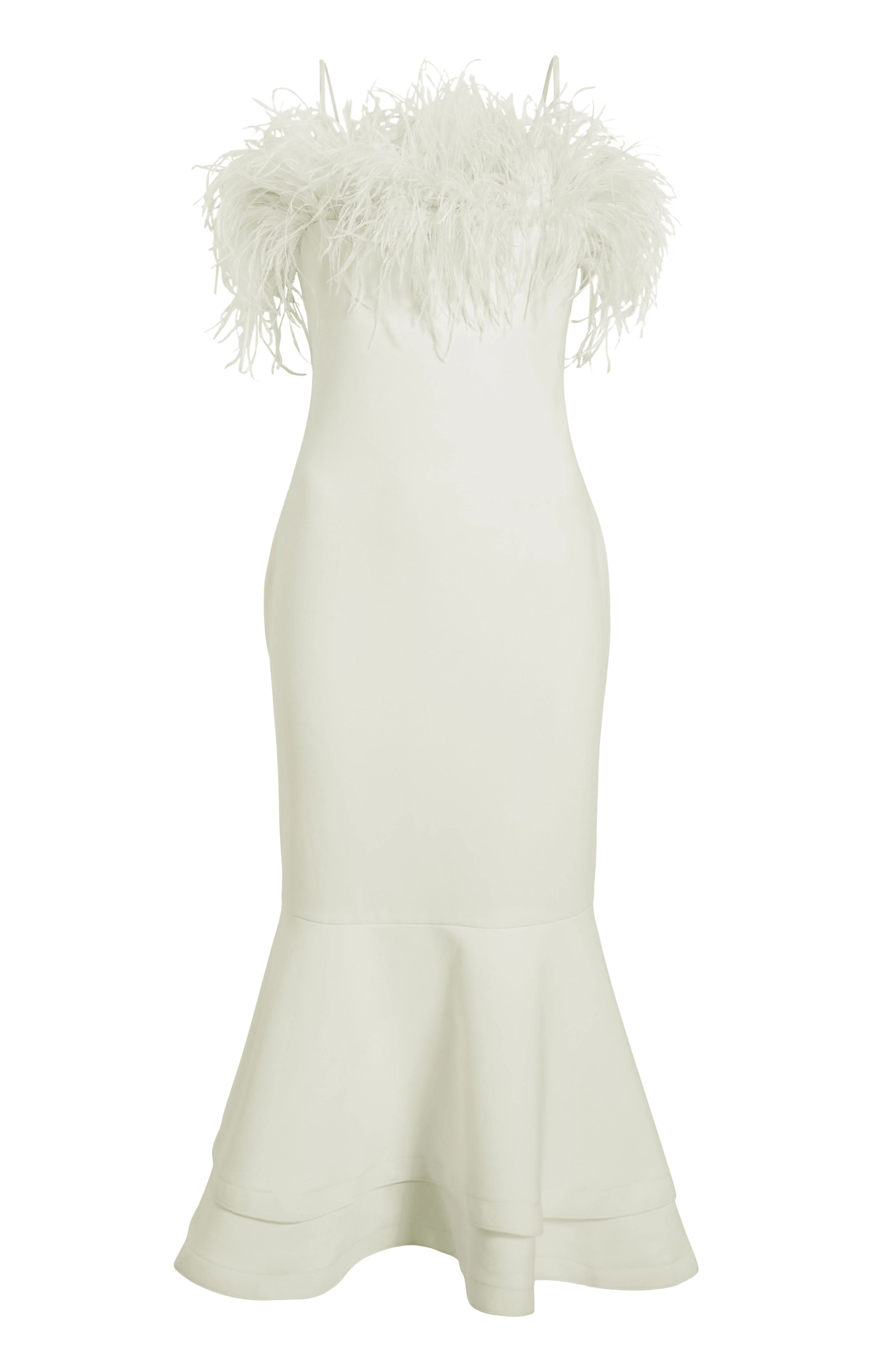 Feather Midi Aurora Dress 2 / White | LIKELY