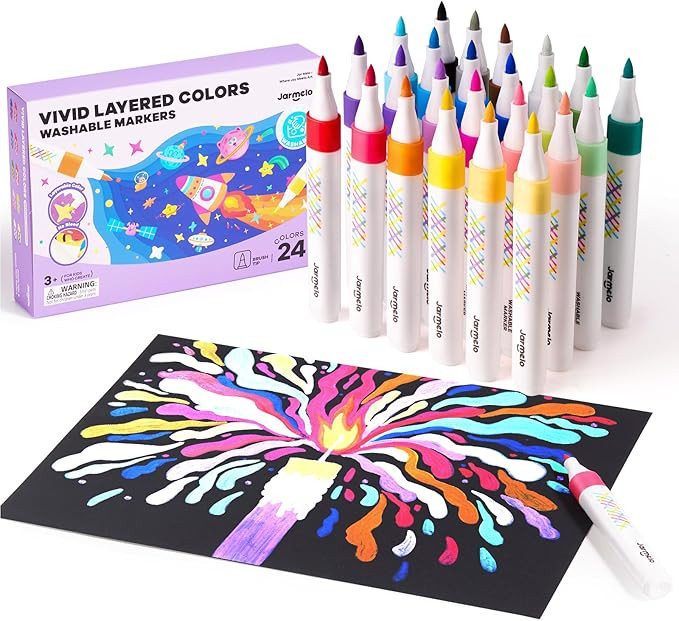 Jar Melo Washable Layered Markers for Kid Age 4-8, Water Based Blendable Markers for Toddler Safe... | Amazon (US)