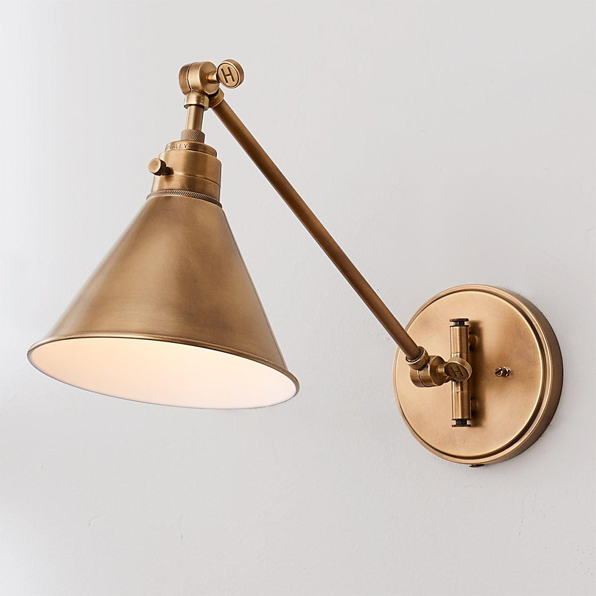Cyrus Straight Swing Arm Sconce - Metal Shade | Shades of Light