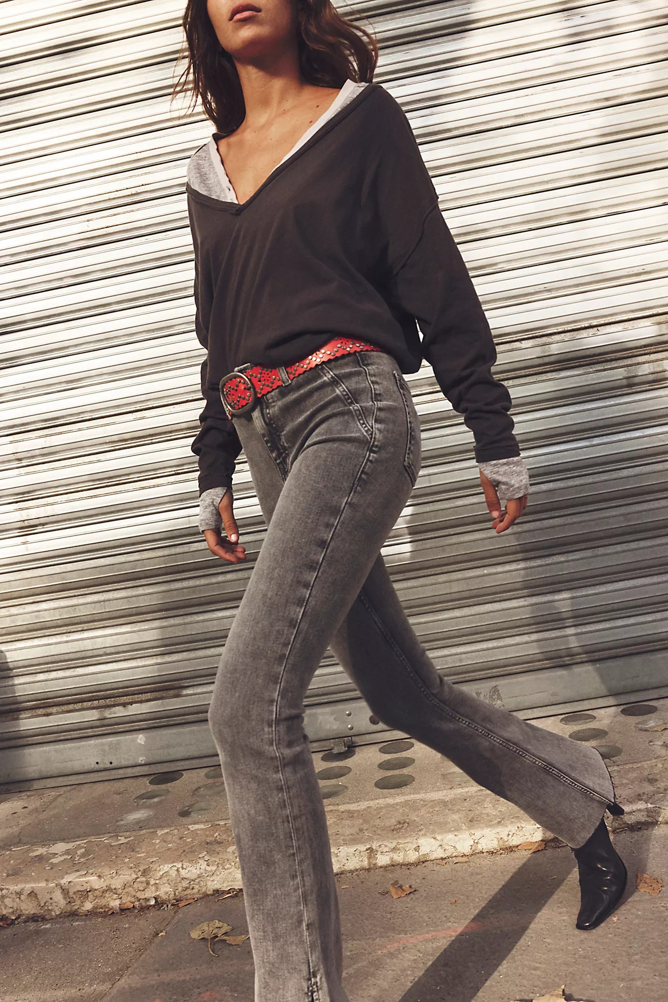 We The Free Level Up Slit Slim Flare Jeans | Free People (Global - UK&FR Excluded)