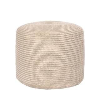 nuLOOM Braided Indoor/Outdoor Filled Ottoman Beige Round Pouf FRSVBY05A - The Home Depot | The Home Depot