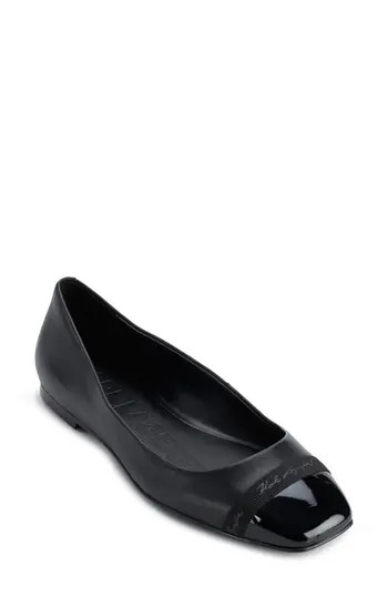 KARL LAGERFELD PARIS Zayne Cap Toe Ballet Flat in Black at Nordstrom Rack, Size 7.5 | Nordstrom Rack
