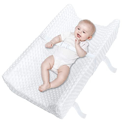 YENING Baby Diaper Changing Pad for Dresser Top with Cover Waterproof Lining Foam Contoured Changing Table Pads Topper 31" x 16" White | Amazon (US)