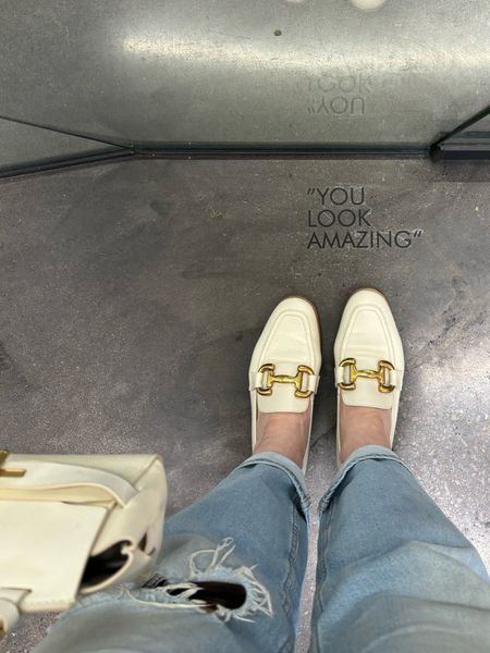 Cream loafers. Gold buckle. Comfortable shoes. 

#LTKstyletip #LTKshoecrush