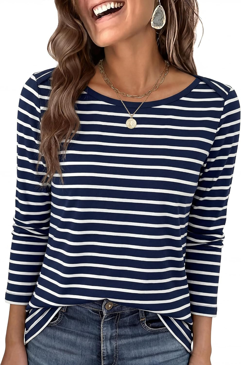 ANRABESS Womens Boat Neck 3/4 Sleeve Top, 2026 Summer Fall Fashion T Shirt | Amazon (US)
