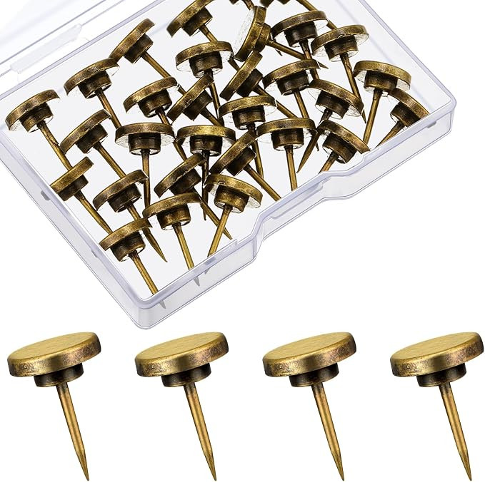 30 Pcs Vintage Push Pins, Large Metal Thumb Tacks for Picture Photo Hanging, Wall Pins for Board ... | Amazon (US)
