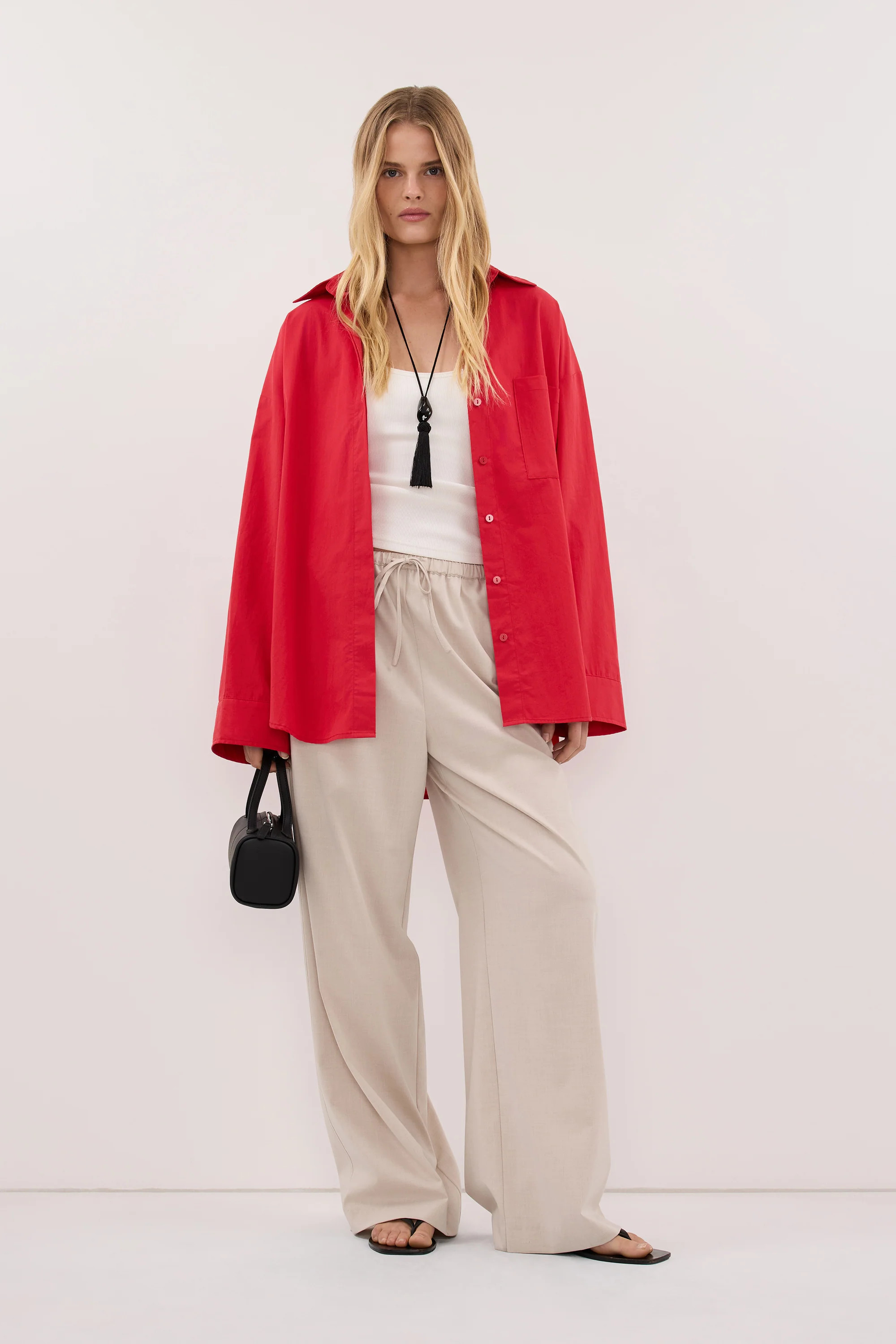 INA RED LIGHTWEIGHT POPLIN SHIRT | DISSH