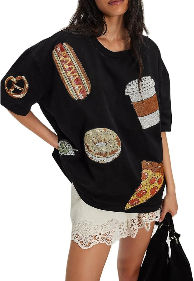 Womens Oversized Baggy Loose Fit Tees T Shirts Graphic Short Sleeve Cute Teen Girls Preppy Going ... | Amazon (US)