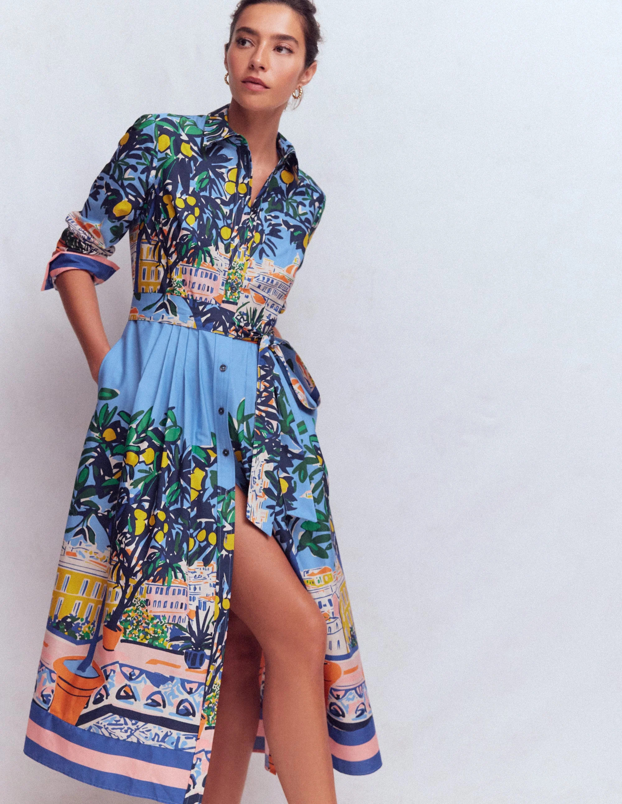 Alexa Long Sleeve Midi Dress-Multi Balcony Scene | Boden (US)