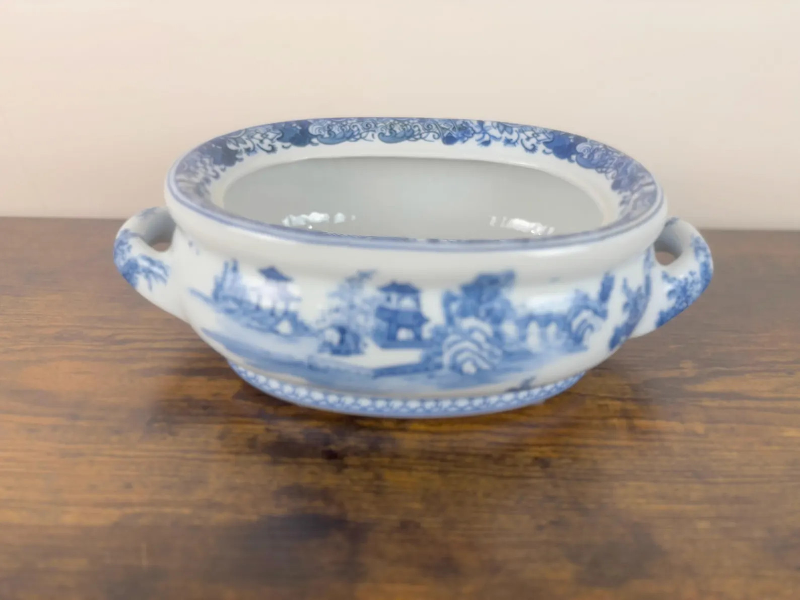Blue & White Porcelain Planter: Vintage Chinoiserie Cachepot, Landscape Design | Etsy (Global)