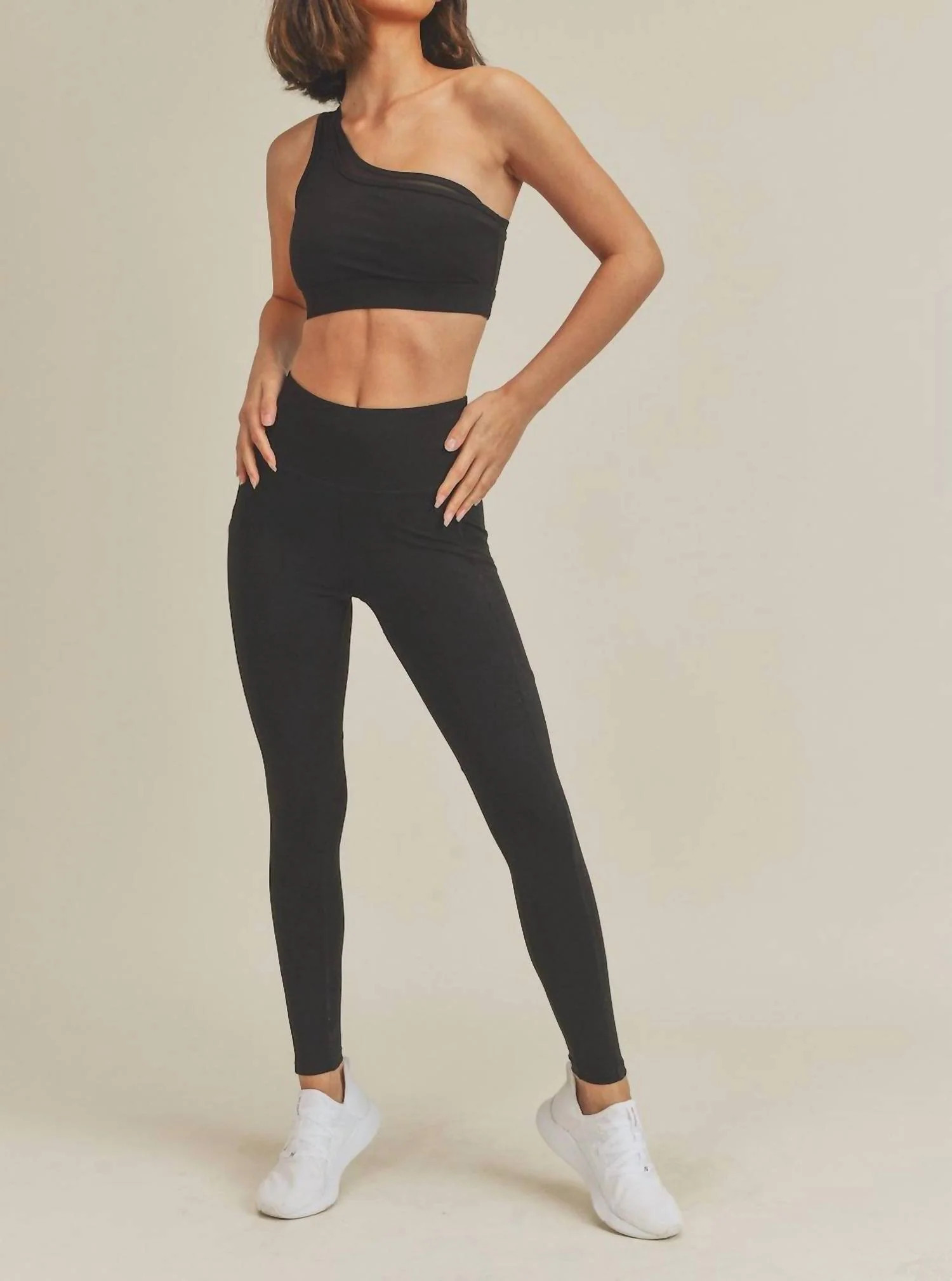 One Shoulder Active Sports Bra In Black | Shop Simon