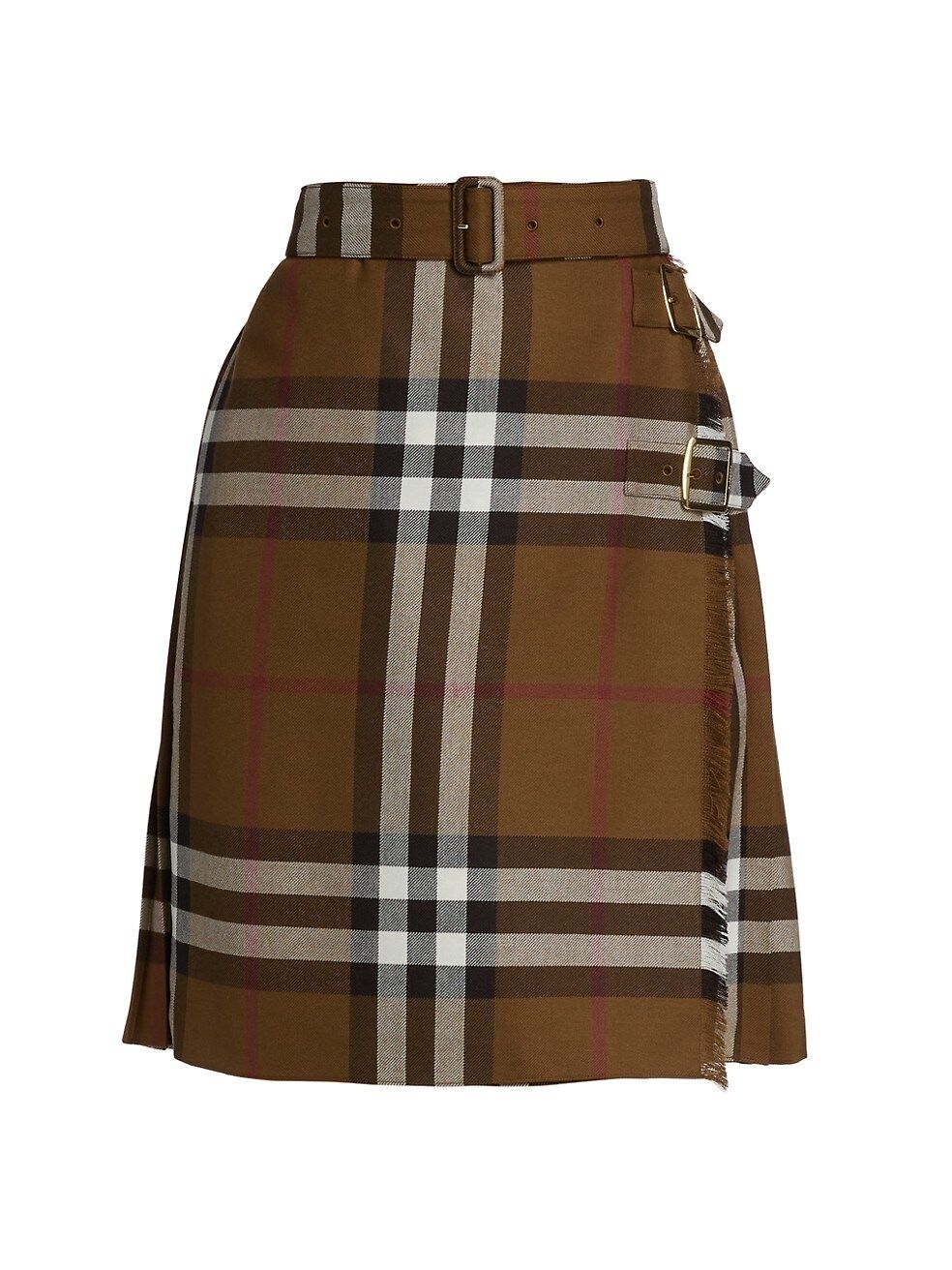 Burberry Belted Check Wool Wrap Skirt | Saks Fifth Avenue