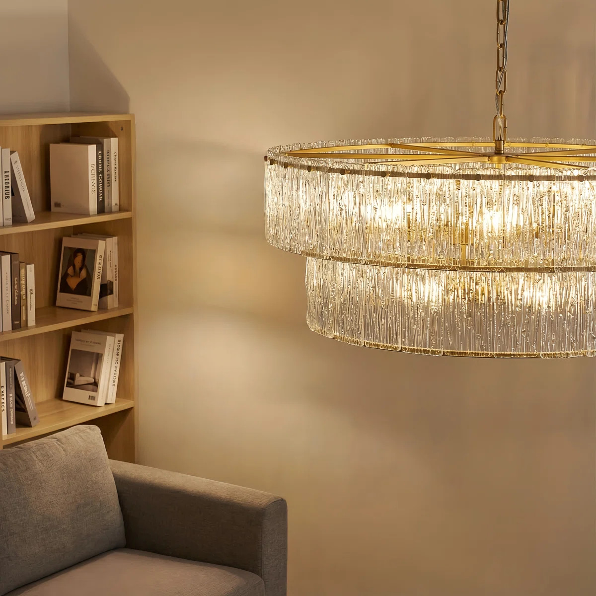 5/8 Light Gold 2-tiered Glass Adjustable Chandelier | Wayfair North America
