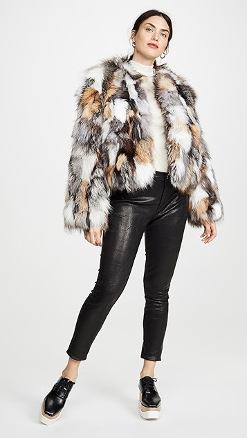 Natural Multi Silver Fox Chubby Jacket | Shopbop