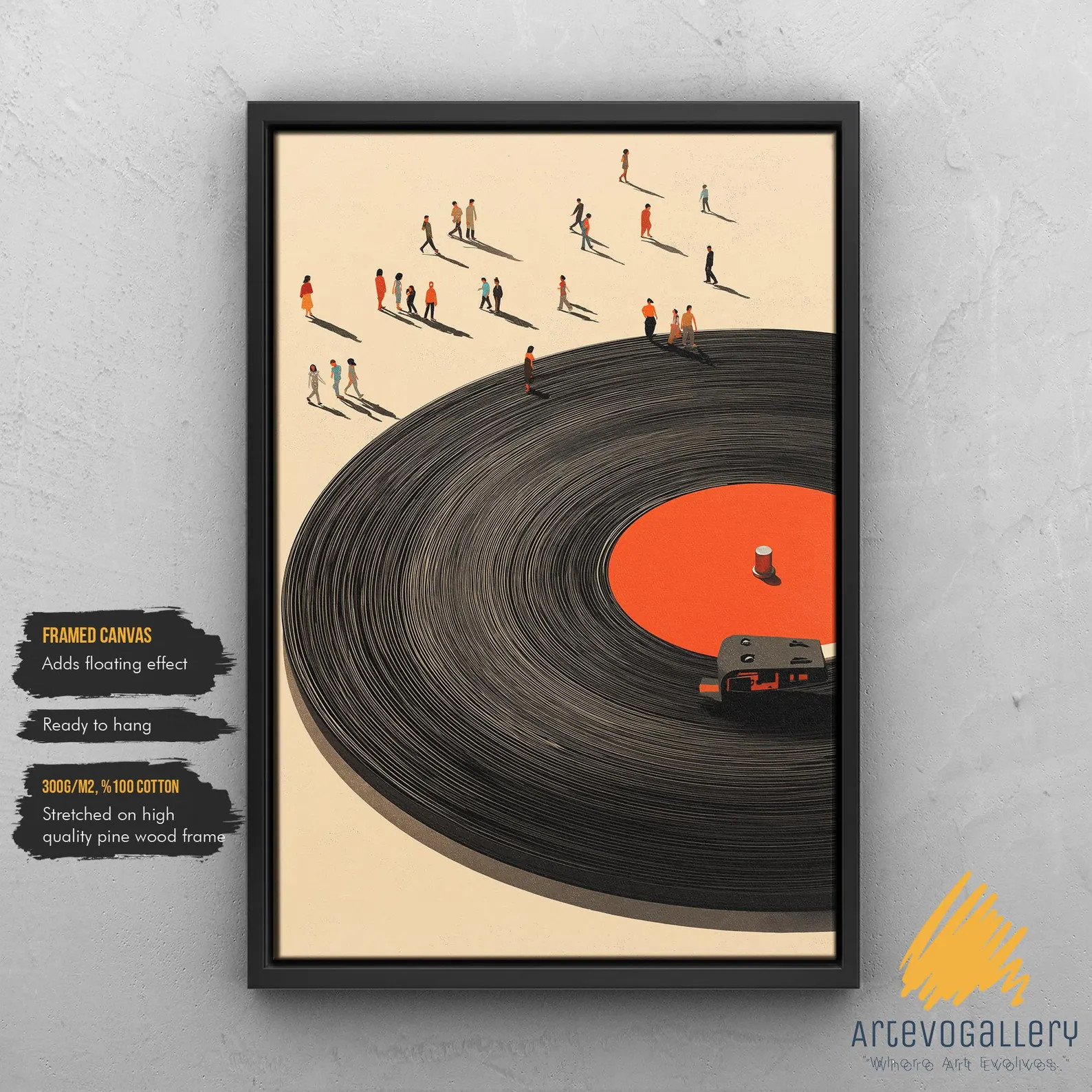 Vinyl Record Wall Art, Retro Minimalist People Poster, Modern Music Illustration Print | Etsy (US)