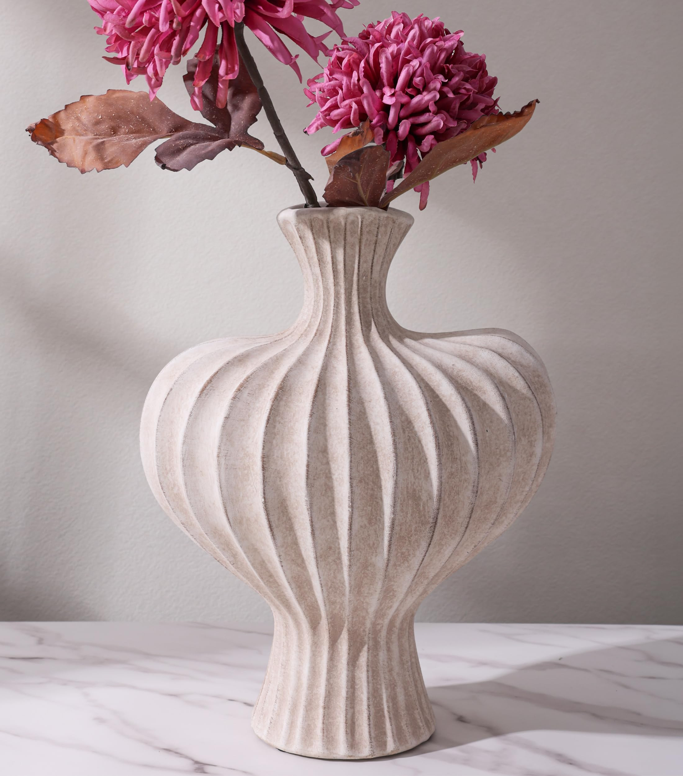 Ceramic Flower Vase Home Decor, 11 in Farmhouse Table Vases Rustic Vintage Living Room Kitchen Be... | Amazon (US)