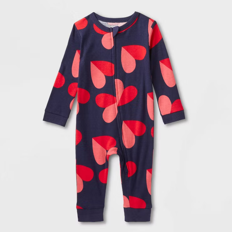 Baby Valentine's Day Hearts Matching Family Footed Pajama - Navy | Target