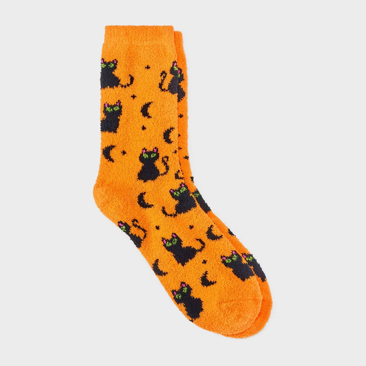 Women's Mystical Cats Halloween Cozy Crew Socks - Hyde & EEK! Boutique™ Orange/Black 4-10 | Target