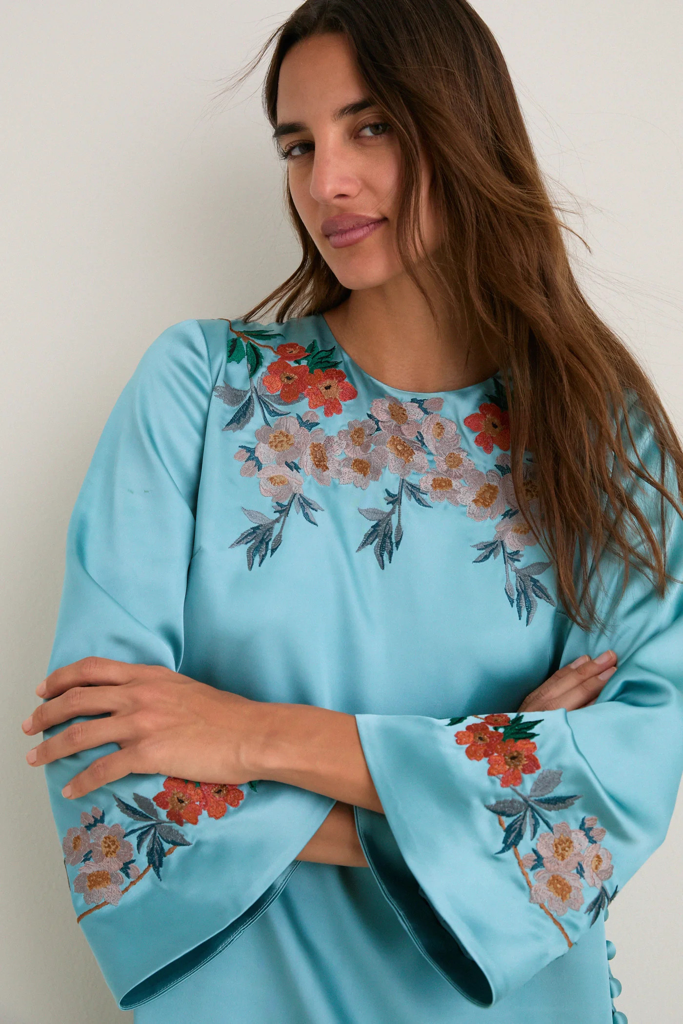 Cameo Blossom Embroidered Duchess Satin Jamie Dress | Tuckernuck (US)
