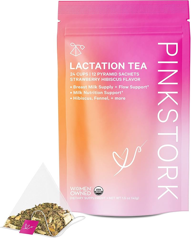 Pink Stork Lactation Tea: Organic Strawberry Hibiscus Nursing Tea, Fenugreek, Fennel, & Goat's Ru... | Amazon (US)