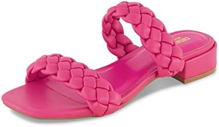 CUSHIONAIRE Women's Nan two band braided low block heel slide sandal +Memory Foam and Wide Widths... | Amazon (US)