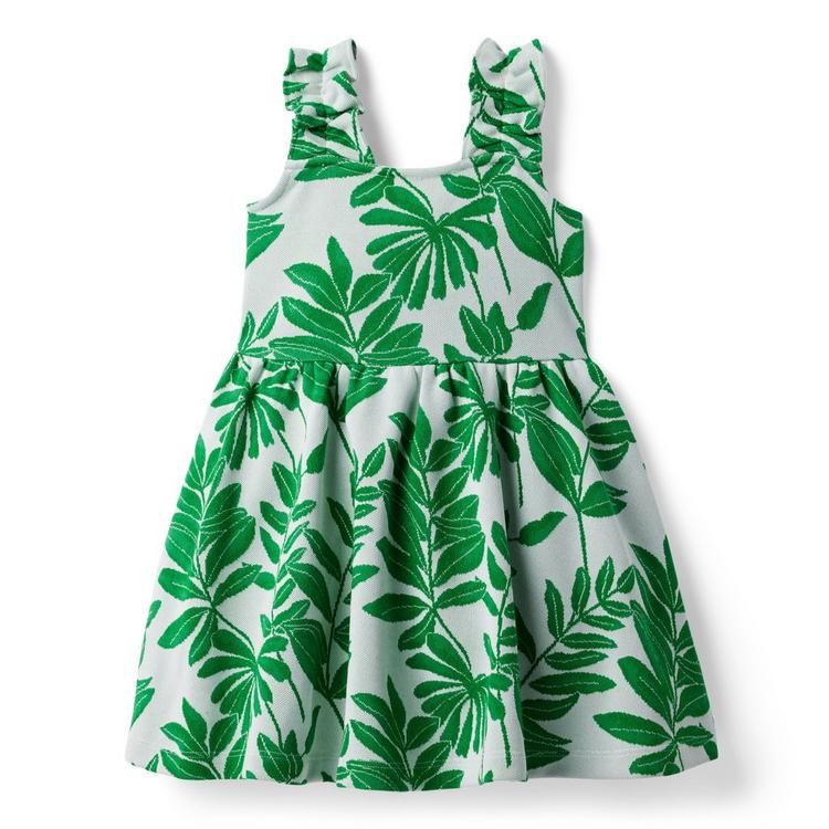 Palm Leaf Jacquard Ruffle Strap Dress | Janie and Jack