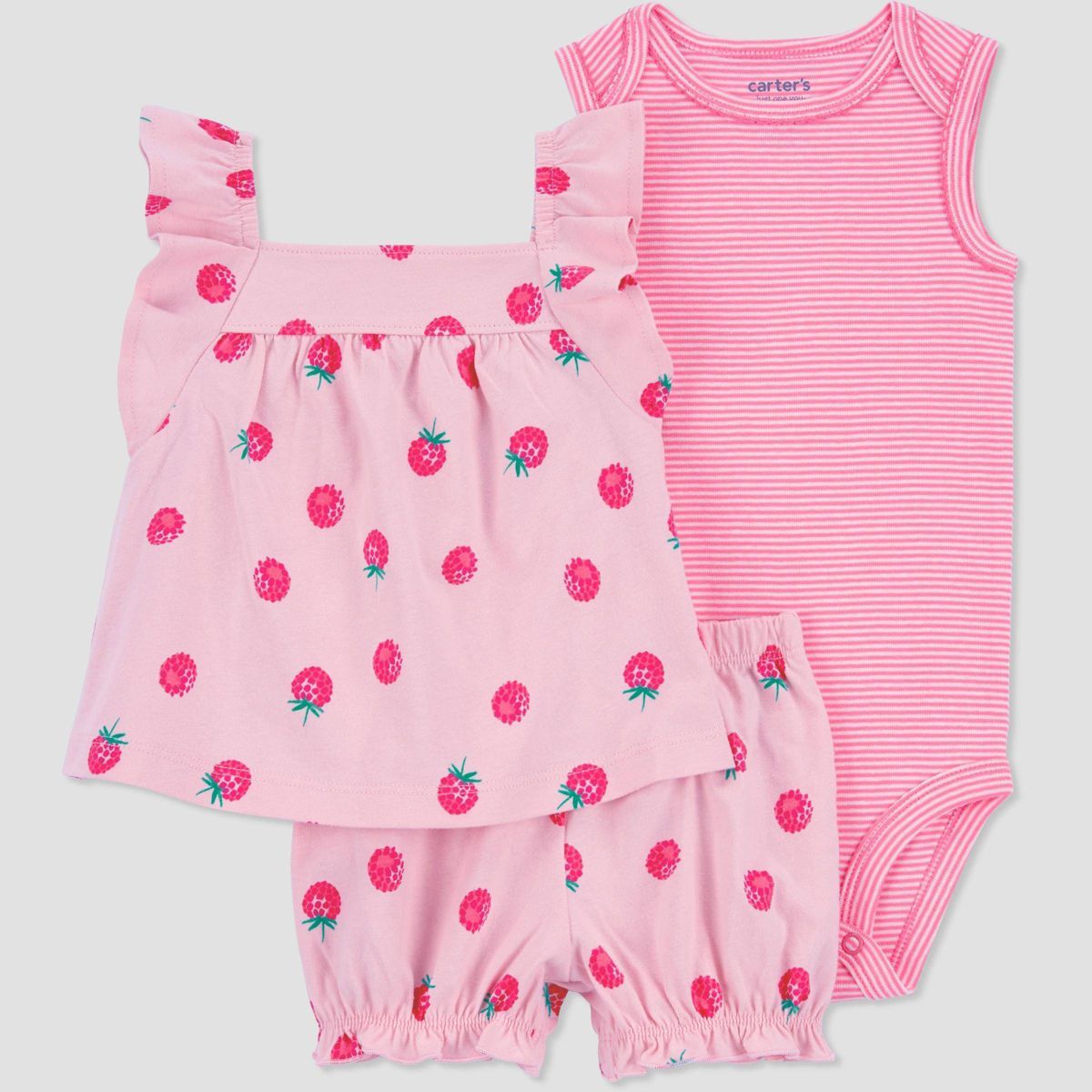 Carter's Just One You® Baby Girls' Striped Raspberries Top & Bottom Set - Pink | Target