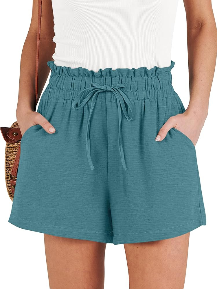 ANRABESS Shorts for Women Summer Casual High Waisted Wide Leg Drawstring Lounge Shorts Comfy 2026... | Amazon (US)