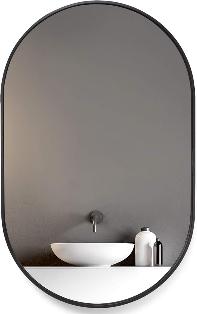 HOWOFURN Oval Wall Mirror, 24x36 Oval Black Bathroom Mirrors, Wall Mounted Mirror, Oval Vanity Mi... | Amazon (US)
