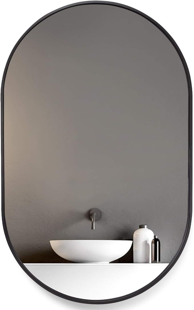 HOWOFURN Oval Wall Mirror, 24x36 Oval Black Bathroom Mirrors, Wall Mounted Mirror, Oval Vanity Mi... | Amazon (US)