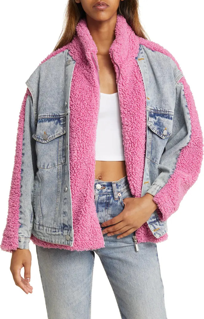 BLANKNYC Faux Shearling & Denim Trucker Jacket | Nordstrom | Nordstrom