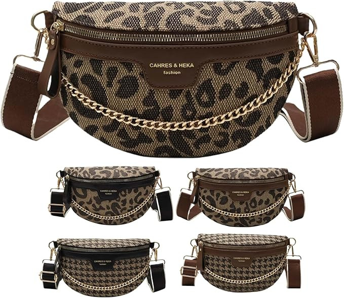 Crossbody Bags for Women Trendy All-match Sling Chest Bag Fashion Leopard Pattern Fanny Pack Zipp... | Amazon (US)